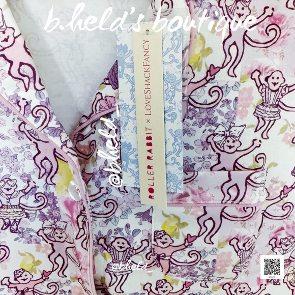 Roller Rabbit x LoveShackFancy Preppy Patchwork Polo Pajamas in Lilac Blush XS - Picture 5 of 14